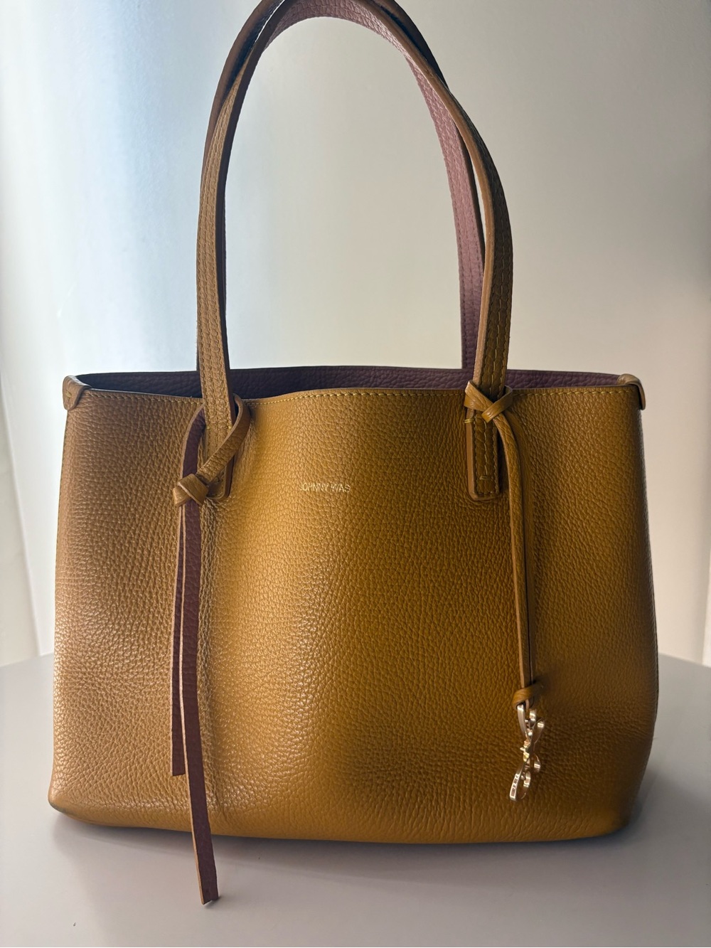 Johnny Was Tippi Tote Mini Yellow Pebble Leather Italy